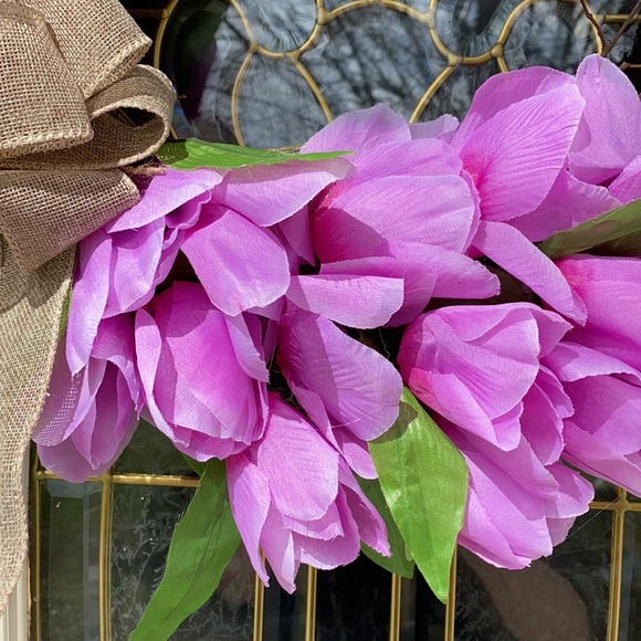 Purple Tulip Grapevine Wreath Easter Spring - Picture 4 of 8